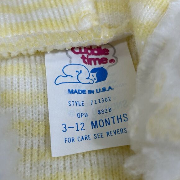 Vintage 80s Cuddle Time USA Made Fleece Zip Up Warm Bodysuit 3-12M Acrylic Blend - Picture 4 of 9